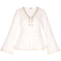 Durchbrochene Bluse mit Glockenärmeln