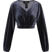 Kurze Samtbluse mit Glockenärmeln