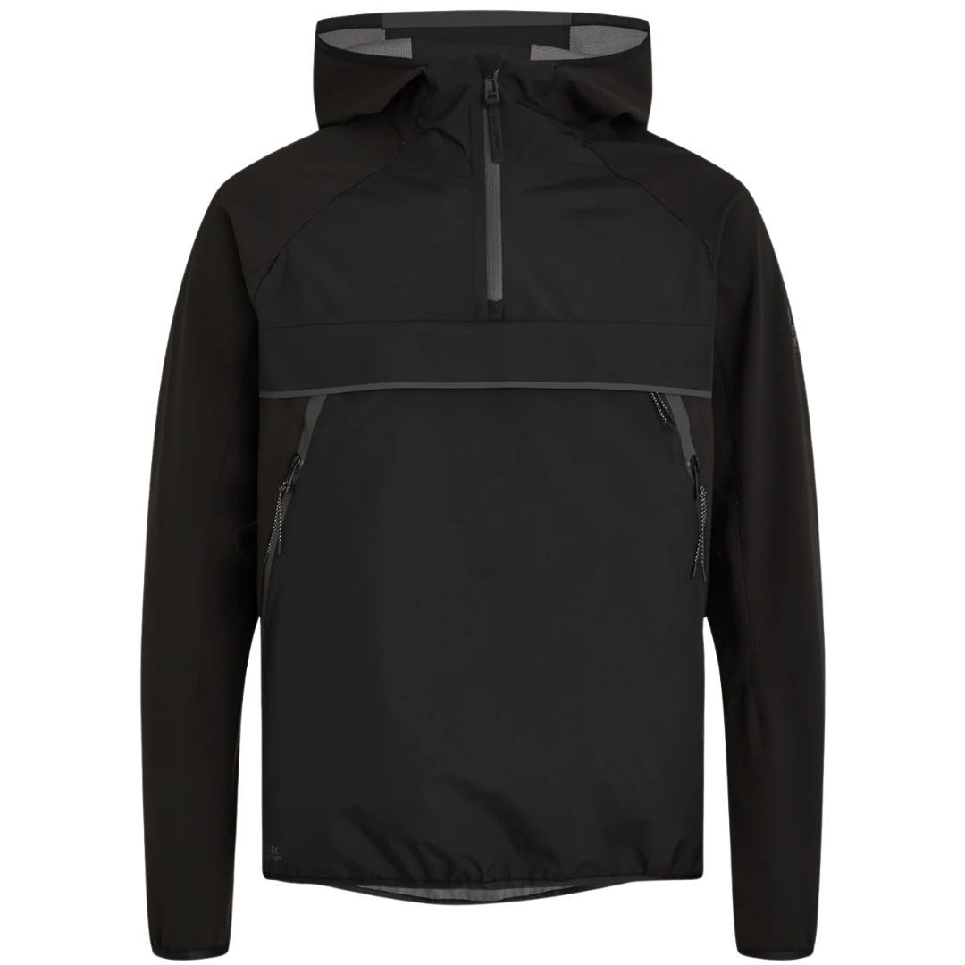 Schwarze Anorak Jacke mit halbem Reißverschluss