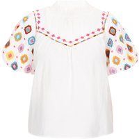 Bestickte Bluse mit Puffärmeln