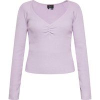 Geripptes One-Shoulder-Top mit Glockenärmel