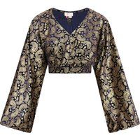 Bauchfreies Oberteil mit Paisley-Muster und Ärmeln