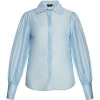 Chiffonbluse mit Perlenkragen und Ärmeln