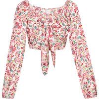 Mehrfarbige, bestickte Boho-Bluse mit Muster
