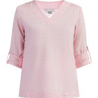 Hellrosa Leinenmischbluse mit Spitze