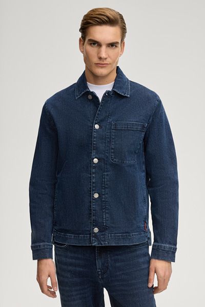 Marc O'Polo Jeans Overshirt Jacke in Navy Stretch Baumwolle