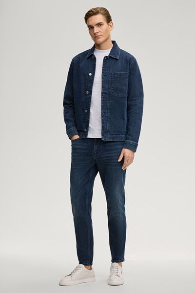 Marc O'Polo Jeans Overshirt Jacke in Navy Stretch Baumwolle