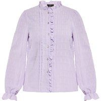 Langärmelige Dobby Bluse mit Rüschen