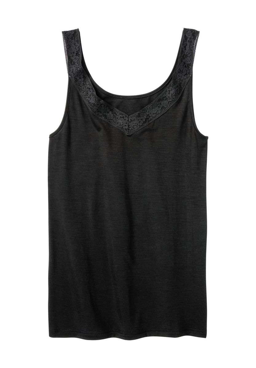Spitzendetail Tanktop mit Wollmischung