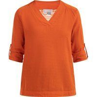 Orange Leinenmischbluse mit Spitzendetail