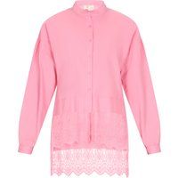 Rosa Langarm Bluse mit Knopfleiste
