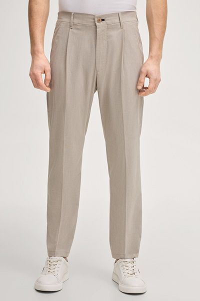 Beige Tech-Viskose Chino Hose Relaxed Fit mit elastischem Bund