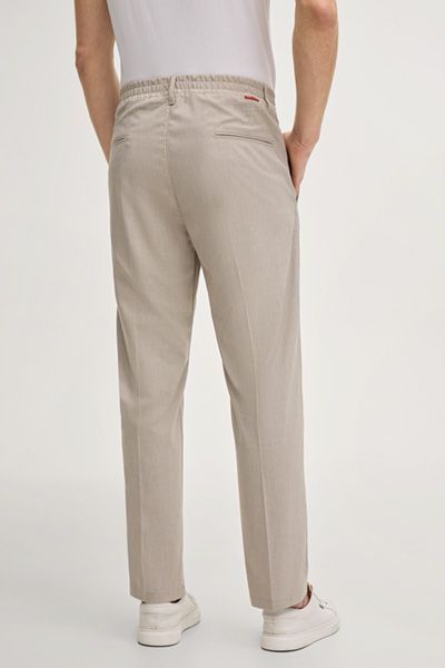 Beige Tech-Viskose Chino Hose Relaxed Fit mit elastischem Bund