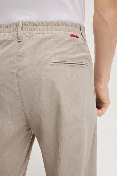 Beige Tech-Viskose Chino Hose Relaxed Fit mit elastischem Bund