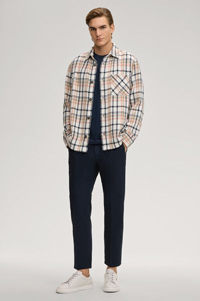 JOOP! Jeans Lead Chino Marineblaue Bundfaltenhose aus Baumwollmischung