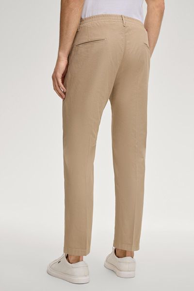 Chino Lead Beige Bundfaltenhose aus Baumwollmischung mit teilweise elastischem Bund