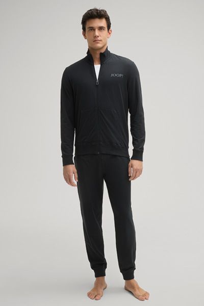 Joop! Herren Sweatjacke mit Reißverschluss aus schwarzem Baumwollmischgewebe