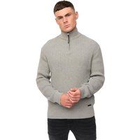 Crosshatch - "Havaline" Pullover mit kurzem Reißverschluss für Herren (Grau meliert)