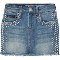 Verzierter Denim Minirock mit Fransen