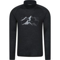 Mountain Warehouse - "Quest" Thermo-Top für Herren/Damen Unisex, Merinowolle, Langärmlig (Schwarz)