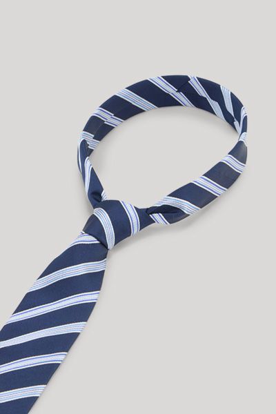 JOOP! Marineblaue und Weiß Gestreifte Seidenkrawatte Klassischer Stil