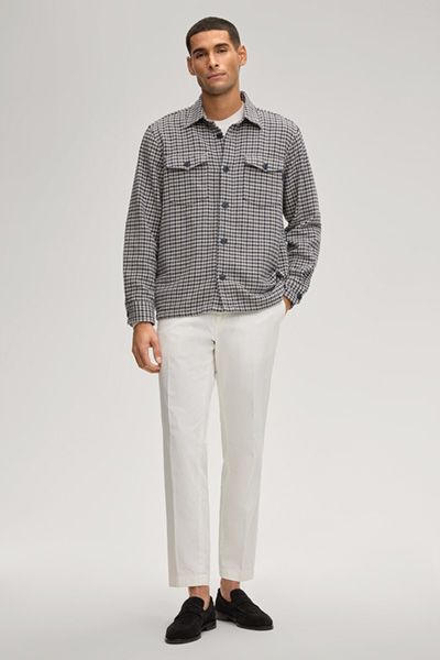 Overshirt Kohen in Navy Kariert Hahnentritt Baumwollmischung Unisex