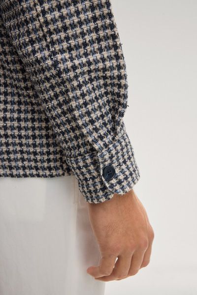 Overshirt Kohen in Navy Kariert Hahnentritt Baumwollmischung Unisex