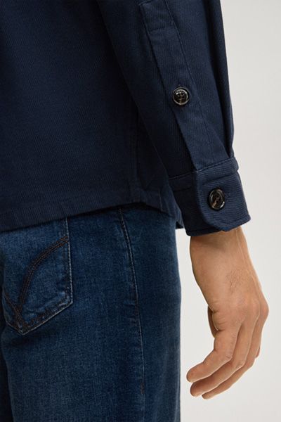 Marc O'Polo Marineblaues Overshirt Kalan Langarm Button-Down-Kragen