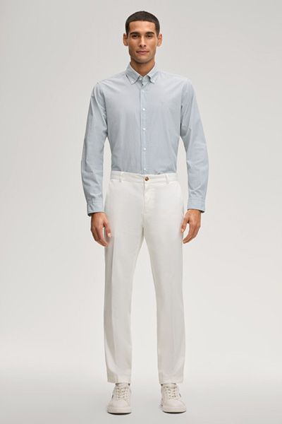 Joop! Mike Herren Baumwollhemd gestreift Salbei/Weiß Slim Fit