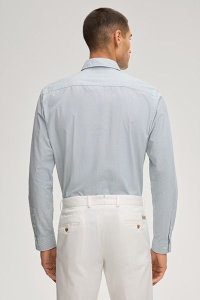 Joop! Mike Herren Baumwollhemd gestreift Salbei/Weiß Slim Fit