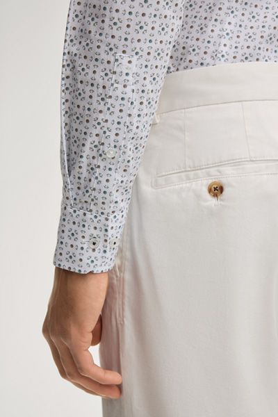 Windsor Pares Weiß Gemustertes Baumwoll-Stretch Slim Fit Hemd