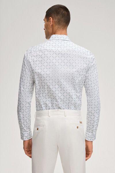 Cornflower Pierce Hemd Weiß und Hellblau gemustert Slim Fit