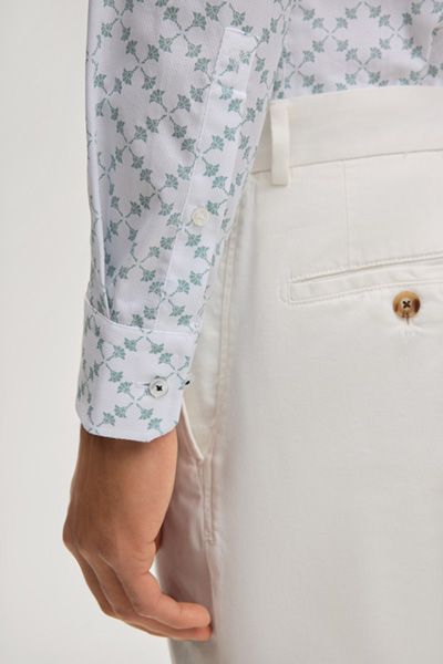 Cornflower Pierce Hemd Weiß und Hellblau gemustert Slim Fit