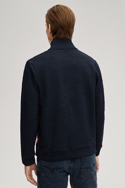 Joop! Akoni Dunkelblaue gemusterte Sweatjacke mit Reißverschluss Palmenmuster