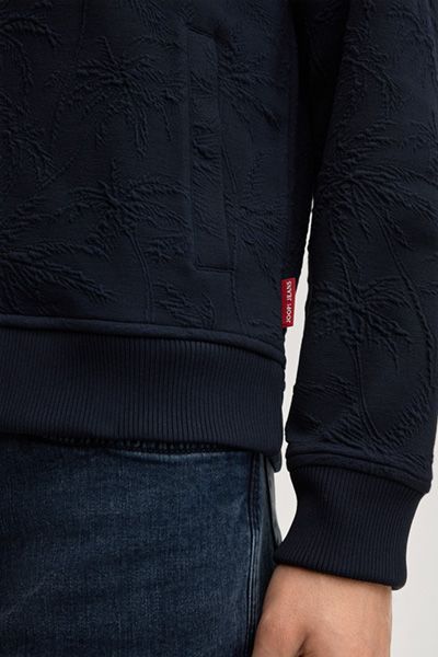 Joop! Akoni Dunkelblaue gemusterte Sweatjacke mit Reißverschluss Palmenmuster