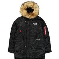 Herren Schwarzer Winterparka mit Fellkapuze