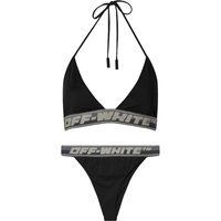 Elastisches Neckholder-Bikini-Set mit Markenlogo