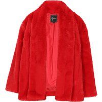 Rote Kurzjacke aus Kunstpelz