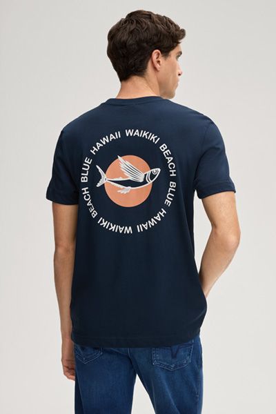 Joop! Jeans Navy T-Shirt Aukai mit Grafikdruck aus Bio-Baumwolle