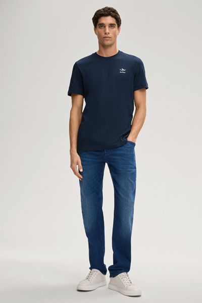 Joop! Jeans Navy T-Shirt Aukai mit Grafikdruck aus Bio-Baumwolle