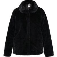Schwarze Jacke aus Kunstpelz mit Kragen