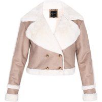 Kurze Doppelreihige Jacke mit Kunstfell