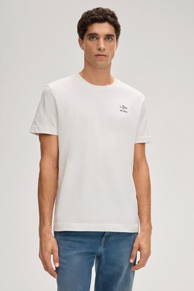 Joop! Jeans Off-White Baumwoll T-Shirt mit Logo-Print
