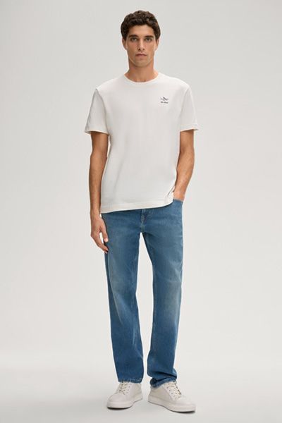 Joop! Jeans Off-White Baumwoll T-Shirt mit Logo-Print