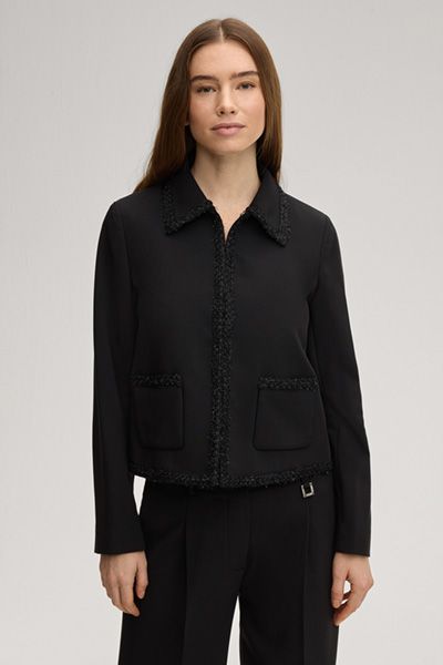 Marc Cain Schwarzer Blazer Jady mit Fransenbesatz und Taschen