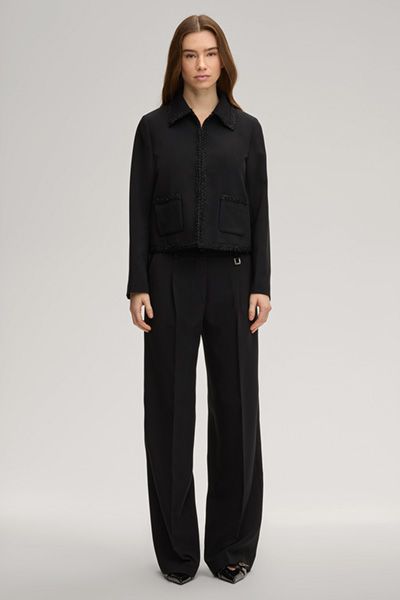 Marc Cain Schwarzer Blazer Jady mit Fransenbesatz und Taschen