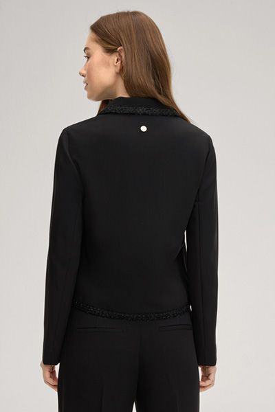 Marc Cain Schwarzer Blazer Jady mit Fransenbesatz und Taschen