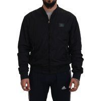 Schwarze klassische Bomberjacke im lässigen Stil