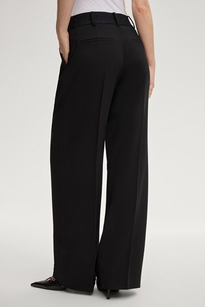 DRYKORN Paris Schwarze Weite Bundfaltenhose mit Logo-Detail