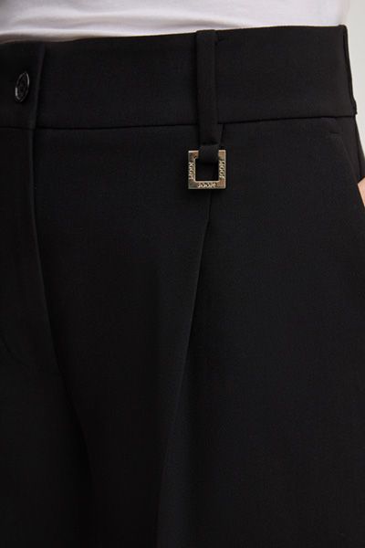 DRYKORN Paris Schwarze Weite Bundfaltenhose mit Logo-Detail